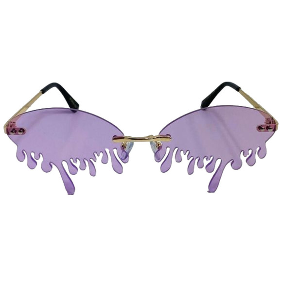 6071 | Purple Rimless Drip Novelty Sunglasses - Picture 1 of 5